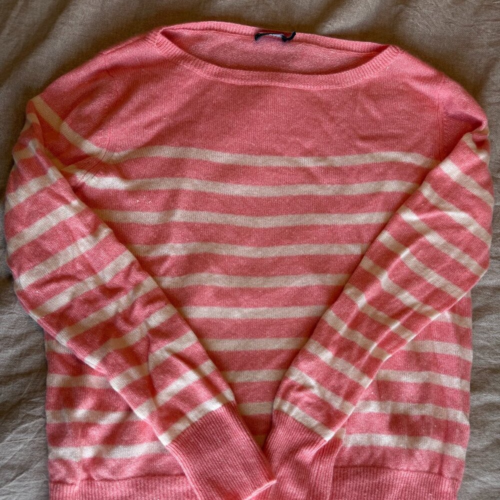 VINEYARD VINES Linen Cashmere Striped Boatneck Sweater
